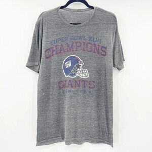 NFL New York Giants T Shirt Men Size L Gray Graphic Super Bowl Champions 2012